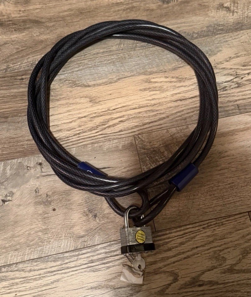 Brinks Loop Cable Lock 3/8in x 15ft Open Loop + Padlock And Key USED