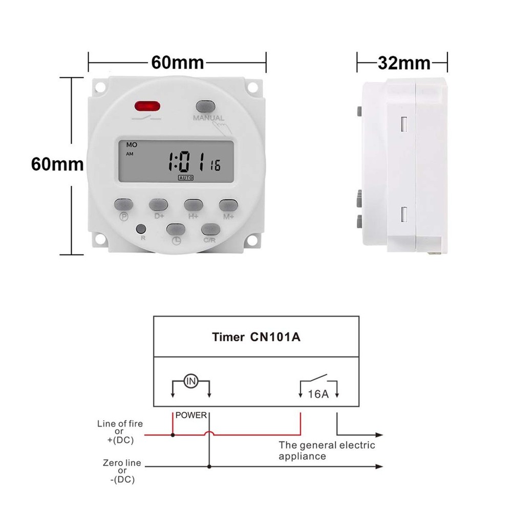 CN101A 12V Timer Switch 7 Days Weekly Programmable Digital Time Relay DC/AC P...