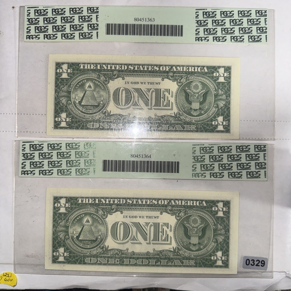 1957B $1 Silver Certificate Sequential Pair PCGS 45 PPQ – Matching Serials!!