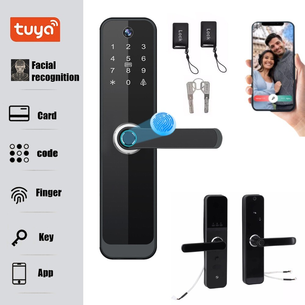 Face Recognition Tuya Wifi Smart Door Lock Visual Intercom Fingerprint