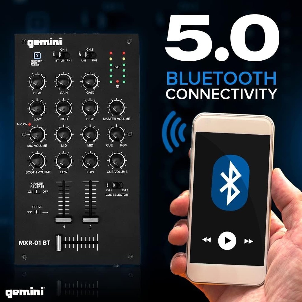 Gemini MXR-01BT 2 Channel Bluetooth DJ Mixer