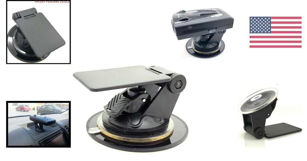 Universal Radar Detector Windshield & Dashboard Suction Mount - Black