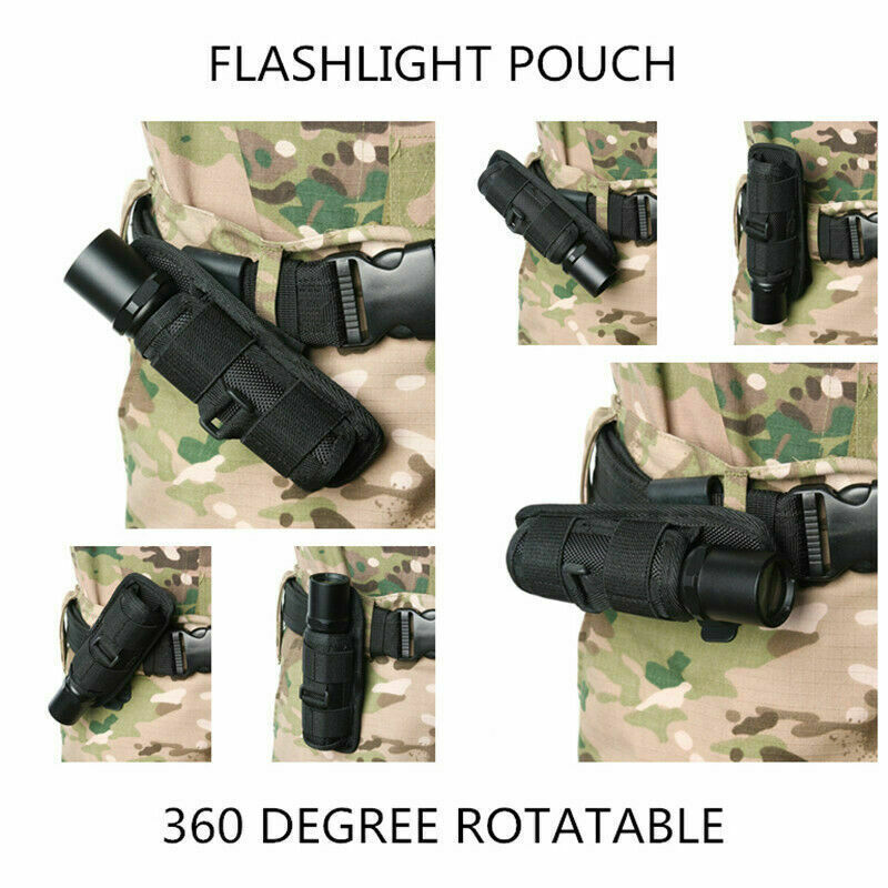 360° Rotatable Tactical LED Flashlight Holster Torch Holder Duty Belt Pouch Case