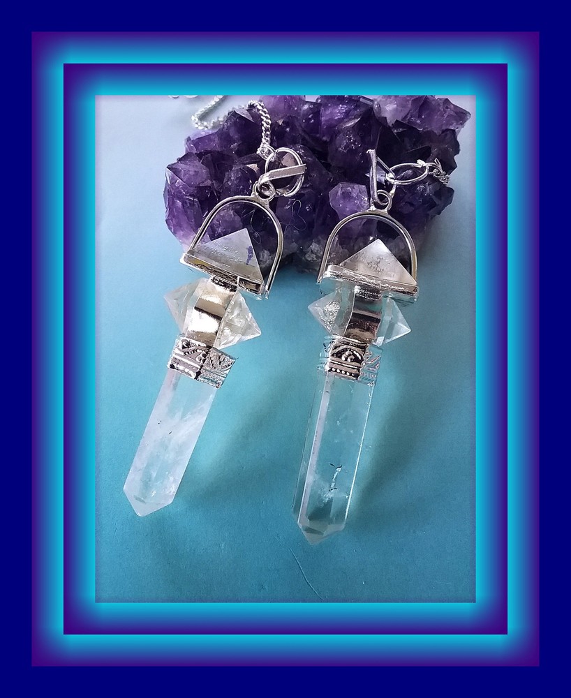HERKIMER Pendulum,HERKIMER Diamond Dowsing Pendulum With Crystal Pyramid