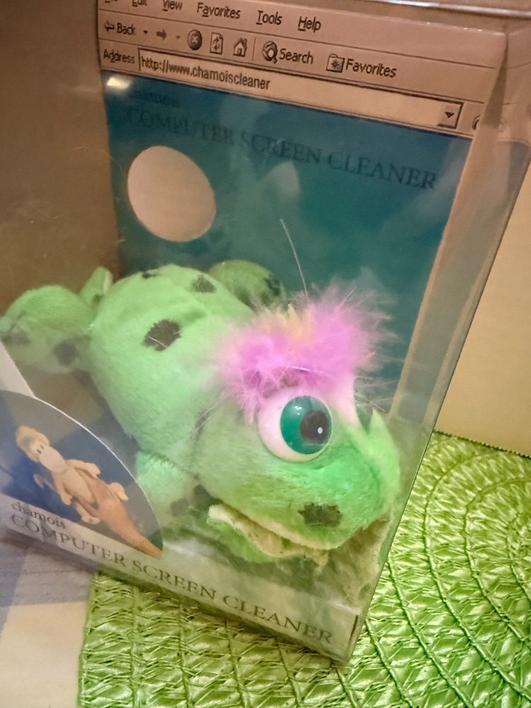 Vintage Chamois Computer Screen Cleaner Frog Green