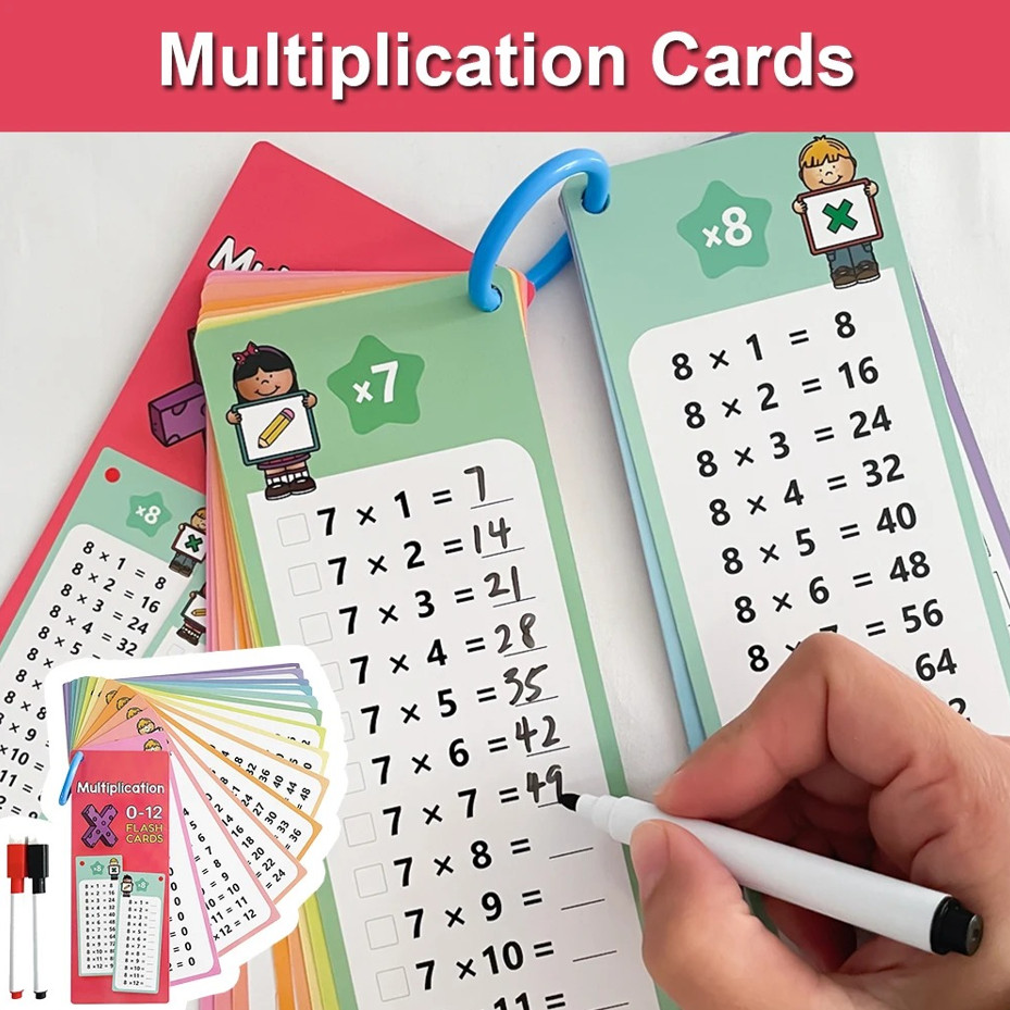 0-12 Multiplication Chart Cards Self Check Math Learning Montessori Tool