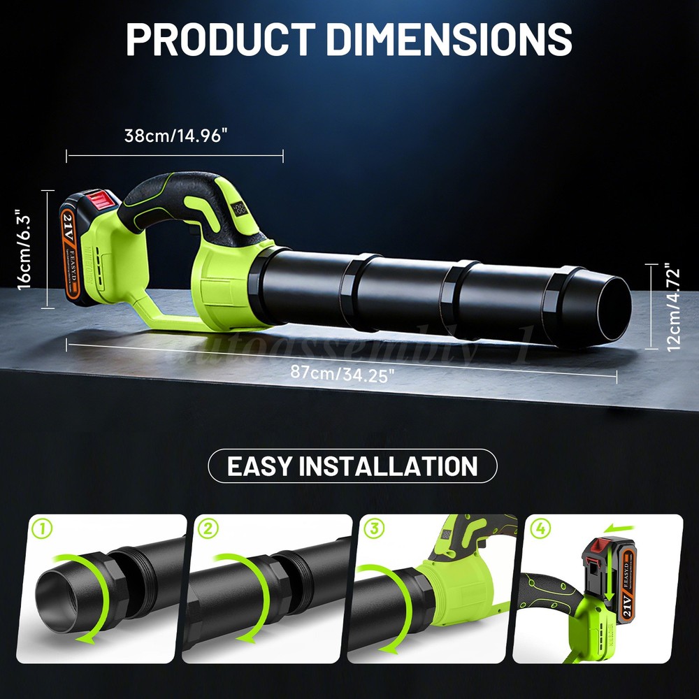 Cordless Leaf Blower 680CFM 280MPH Handheld Electric Leaf Blower 2 Battery 6.0Ah