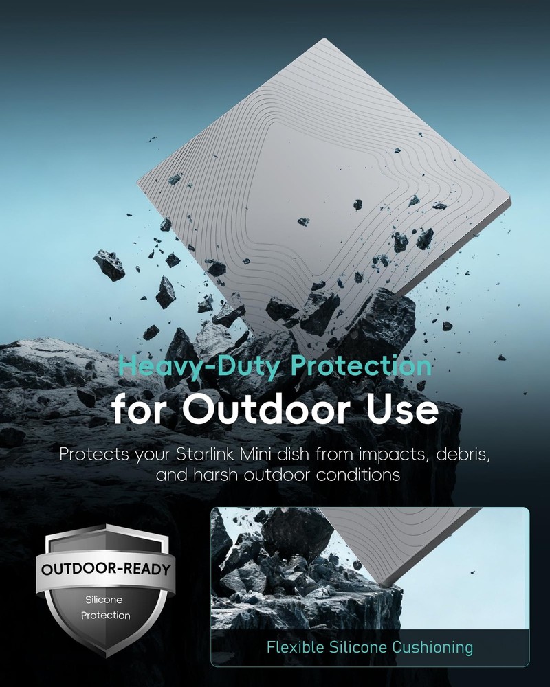 Starlink Mini Silicone Protective Case – Full Wrap Weatherproof Grey