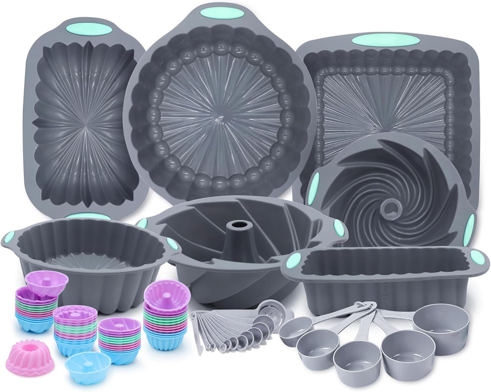 72 Pieces Silicone Bakeware Set, Nonstick Baking Pans Set, Easy Release Oven Sil