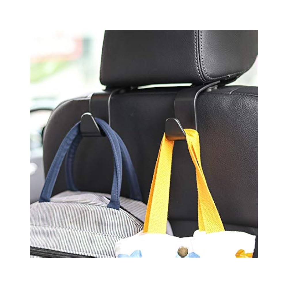 Car Seat Headrest Hook - 4 Pack, S Type, Universal, Black