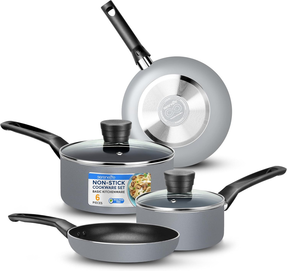 Kitchenware Pots and Pans Set, Basic Kitchen Nonstick Cookware Set, Heat Resista