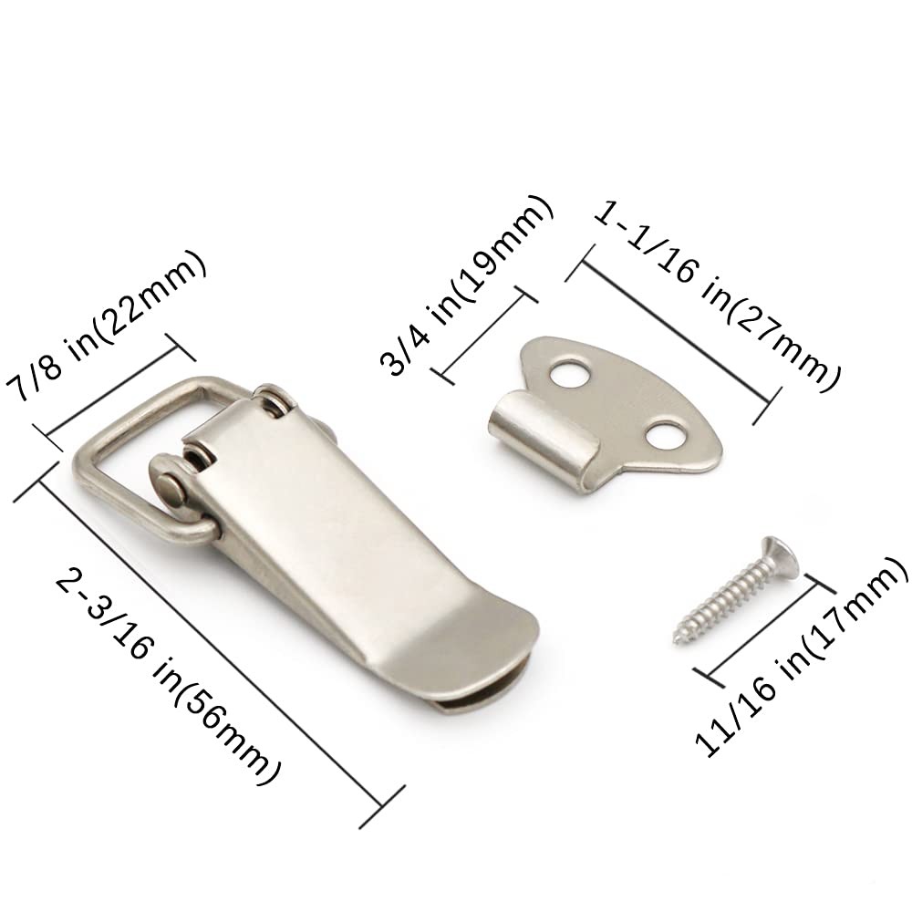 BERYLER Latch, Stainless Steel Spring Loaded Toggle 4 Pack, Silver