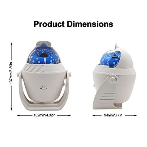 Flush Mount Marine Compass with Light - Pivoting Dashboard Compass for Boat & Ca