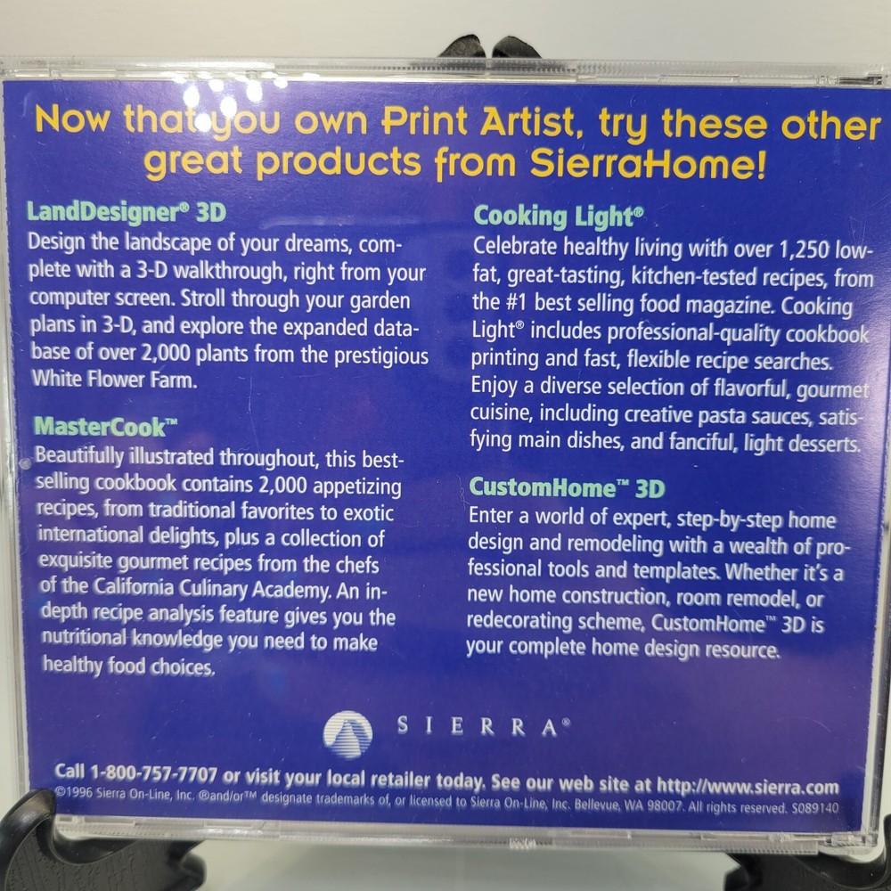 Sierra Home Print Artist (PC, 1996) Computer Software