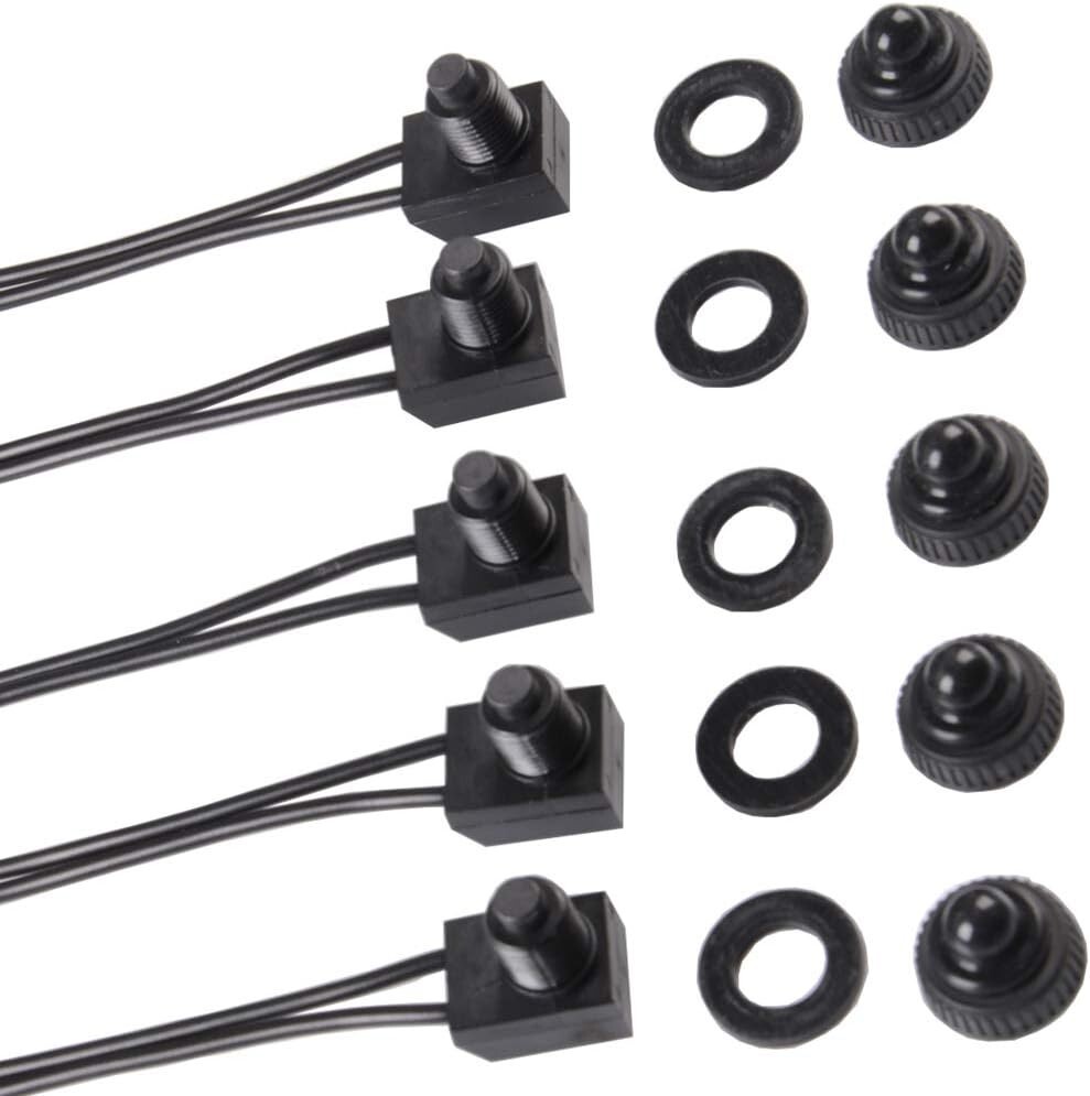 2/5 Pcs Push Button Switch 12V Wired RV Waterproof On-Off Micro Light Toggle Swi