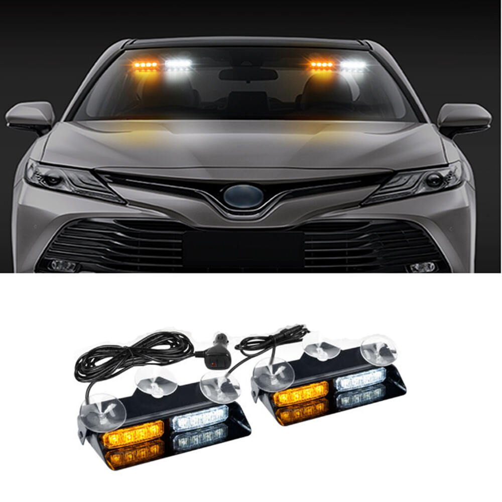 2 in 1 LED Emergency Dash Strobe Lights Windshield Deck Warning Safety Flashing
