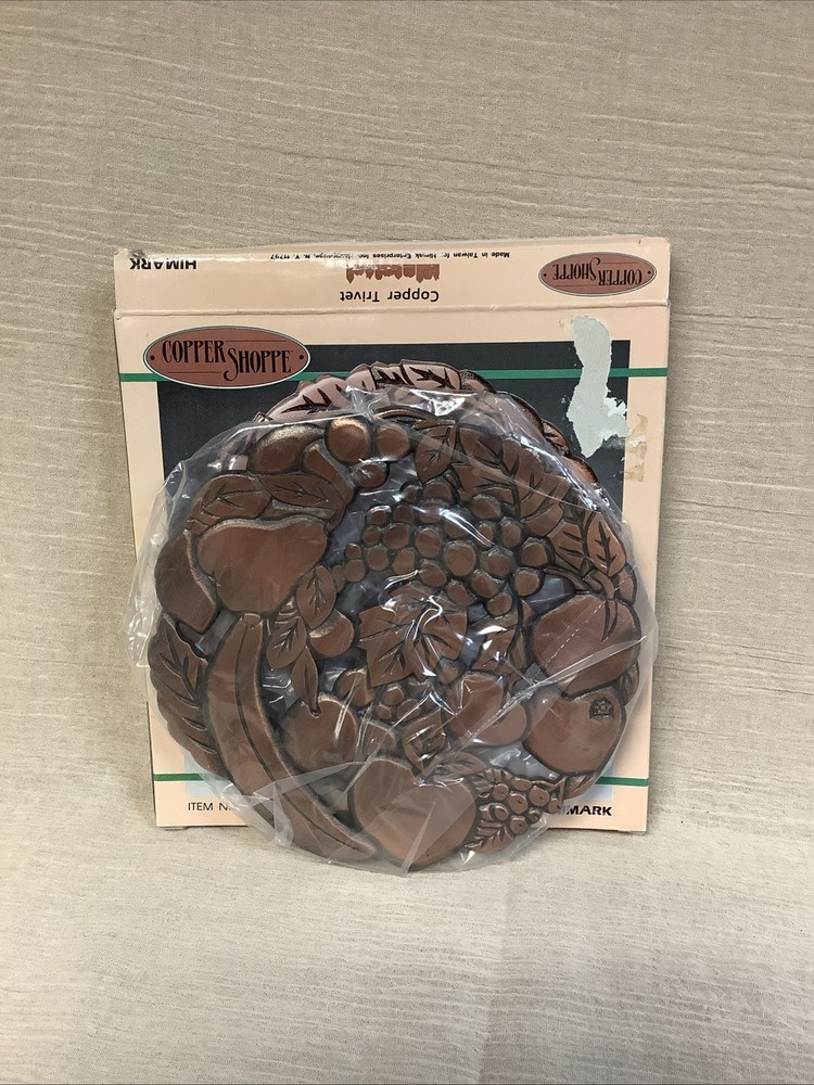 COPPER SHOPPE Fruit Bouquet Footed Copper TRIVET In Box