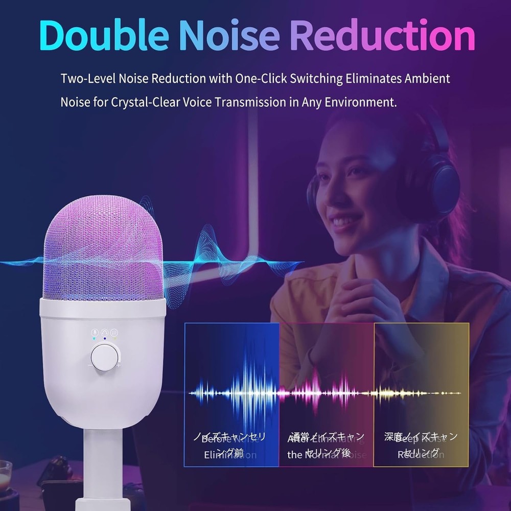 Pro USB Gaming Microphone with Real-Time Control & Advanced Noise Reduction