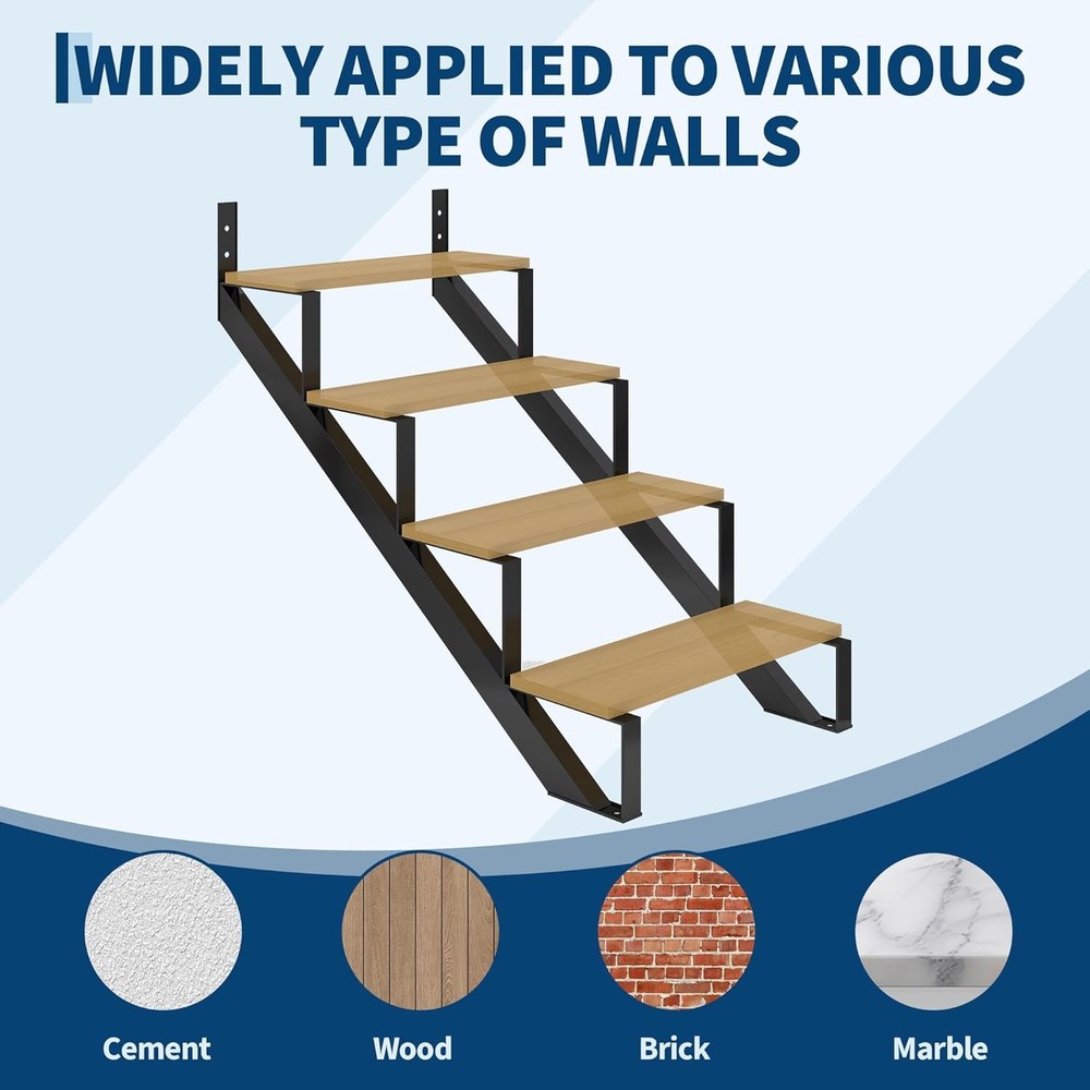 Stair Step Riser Metal Stair Stringer with Reinforcing Support Leg 2 Pack 4 Step