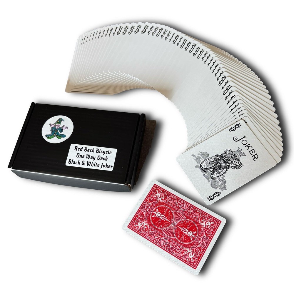 Magic Bicycle Joker Trick Deck - Black & White One Way Force (Red)