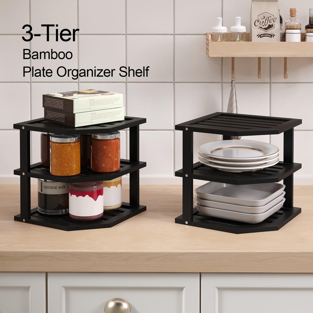 3 Tier Corner Shelf(2 Pack),Dish Drying Rack,Plate Organizer,Kitchen Spice Ra...