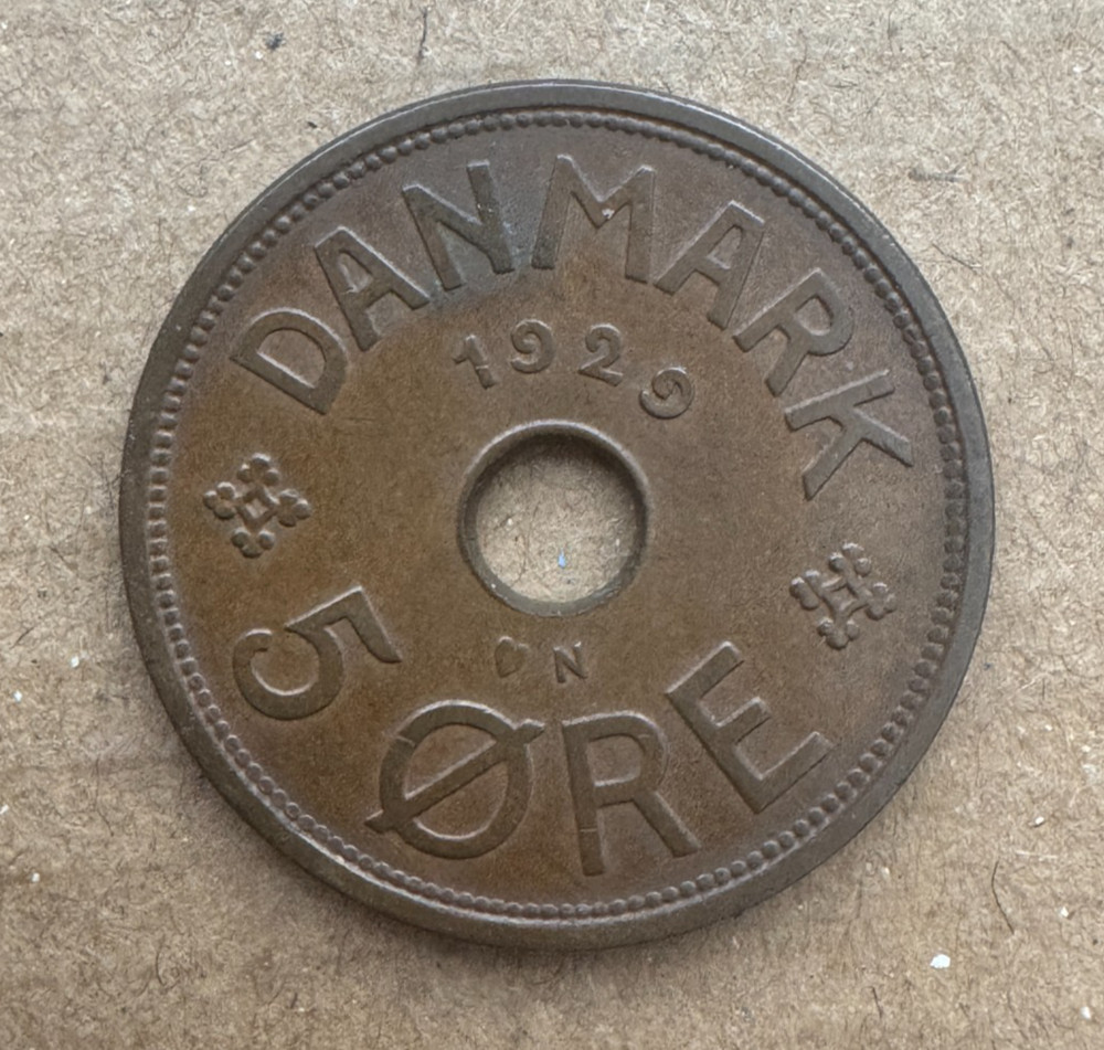 Denmark, 5 Ore, 1929, KM#828.2