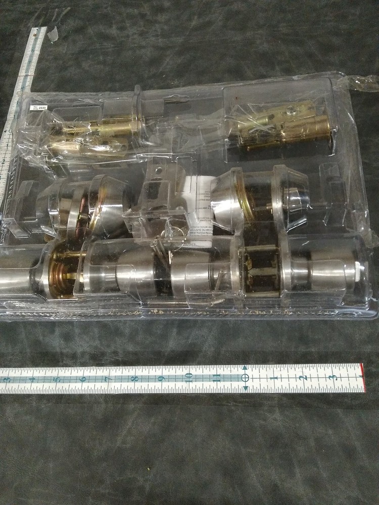 Gate House Handle Deadbolt Set 2 Pair Nickel Keyed