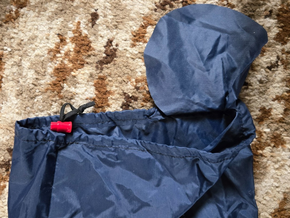 Stuff sack, nylon, waterproof fabric w/ flap and drawstring/toggle closure, blue