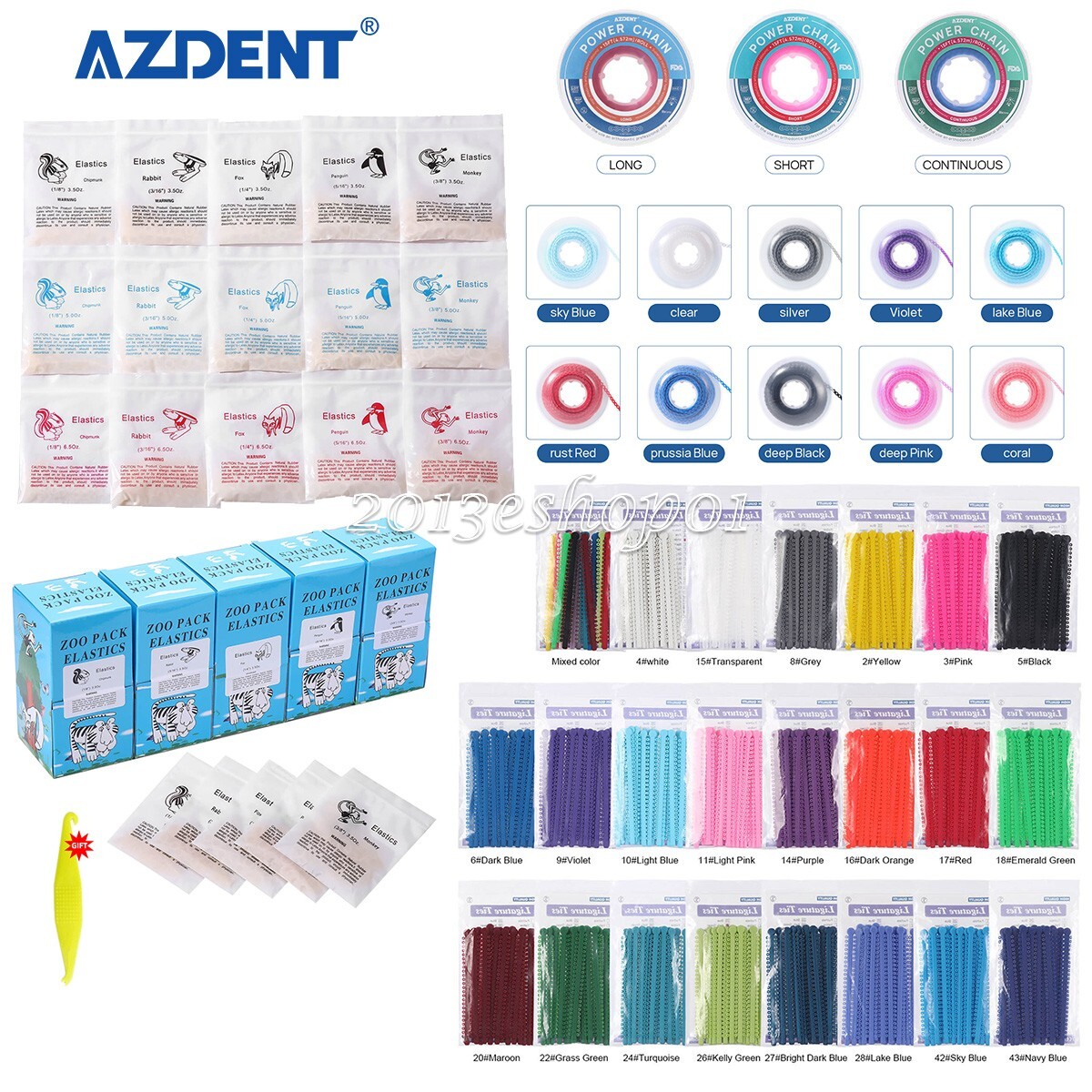 Dental Elastic Ligature Ties Elastics Chain latex Bands for Orthodontic Brackets