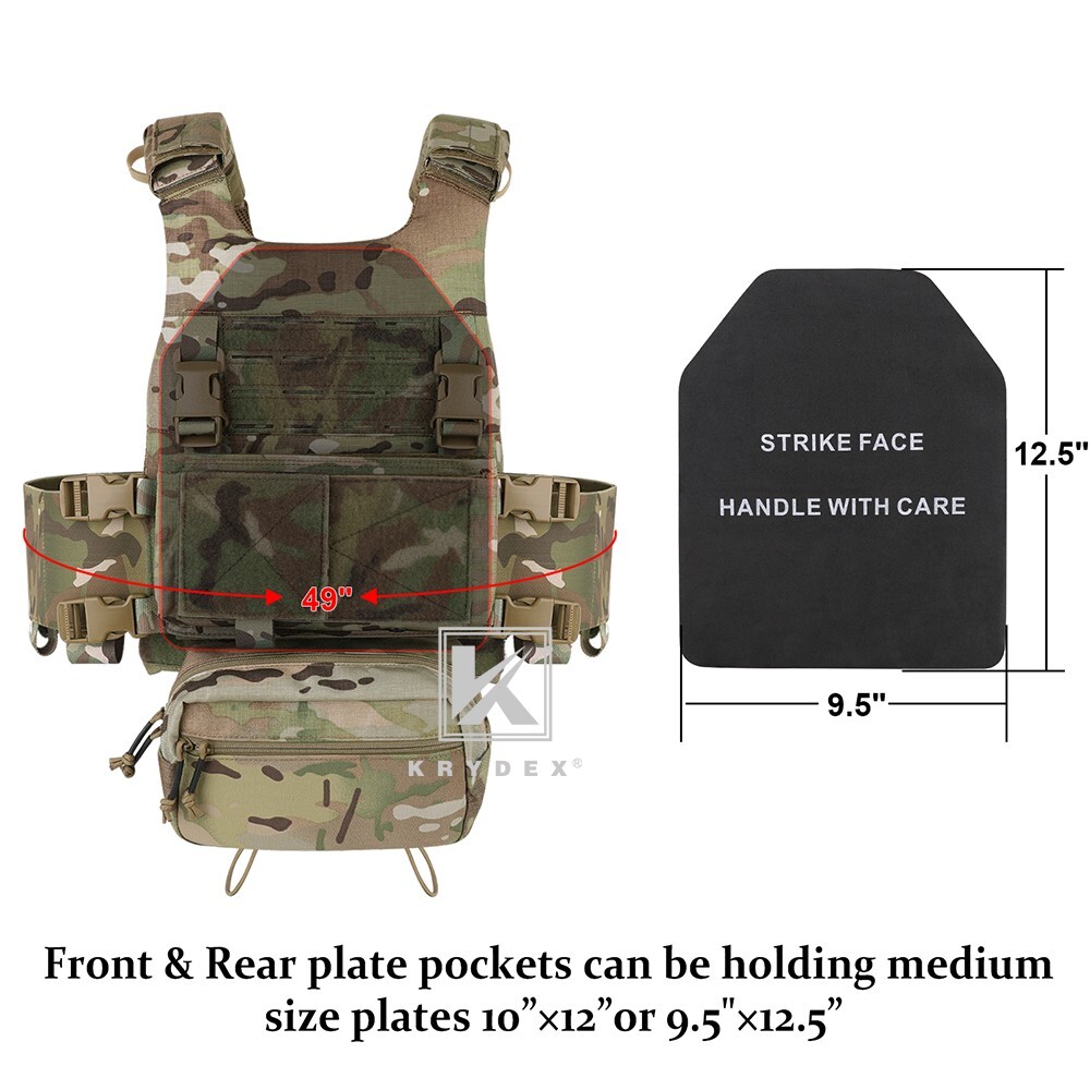 KRYDEX Low Vis Slick Molle Plate Carrier & Tactical Placard Holder & Drop Pouch