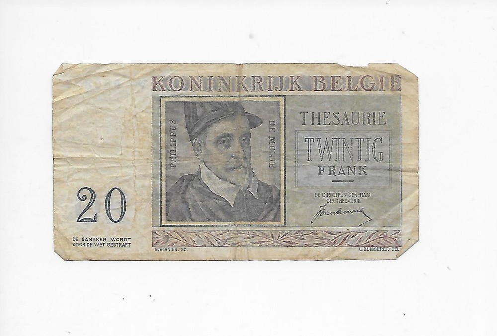 Belgium 20 franks  NOTE 1950