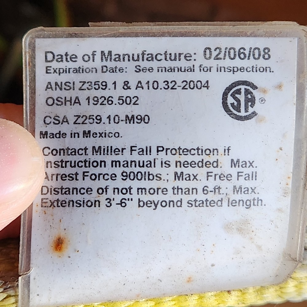 Miller Duraflex Harness E650 UGNU 400lbs + Sofstop 913WLS 6ft