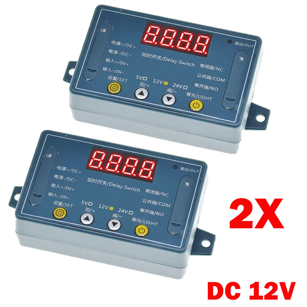 2X DC12V 10A Adjustable Time Delay Relay Module LED Digital Timer Switch & Case