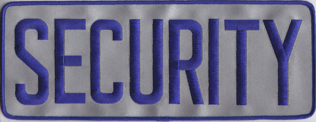 SECURITY Royal Blue Lettering on 3M REFLECTIVE Grey Back Panel Patch 11X4