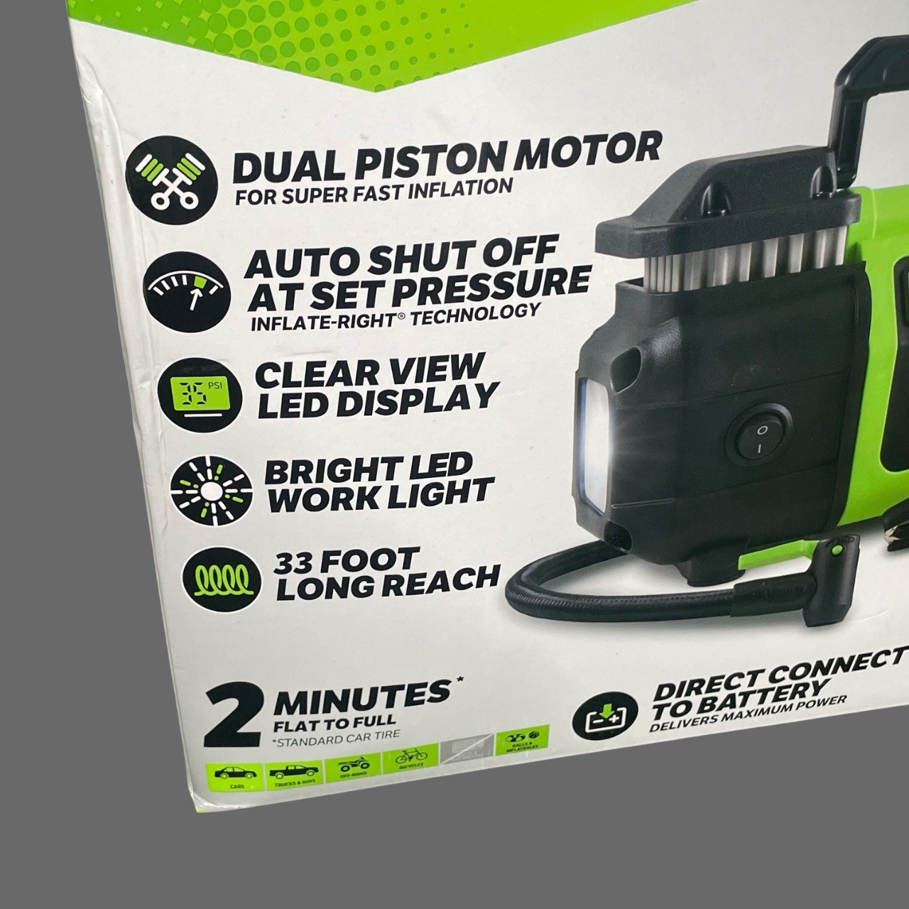 Slime Super Duty Pro Power Tire Inflator 40083 Dual Piston 12V Auto Shut Off New