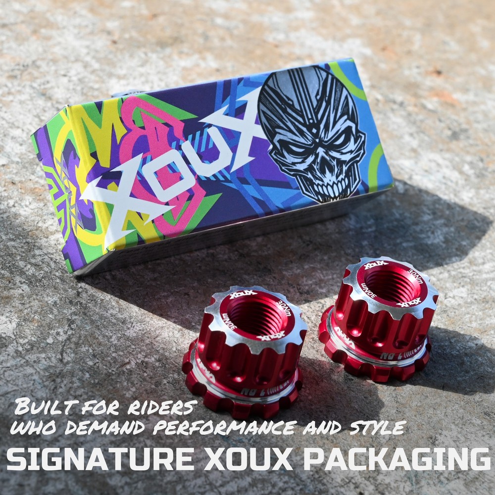 XOUX AX-A BMX Axle Nuts 10MM, Red