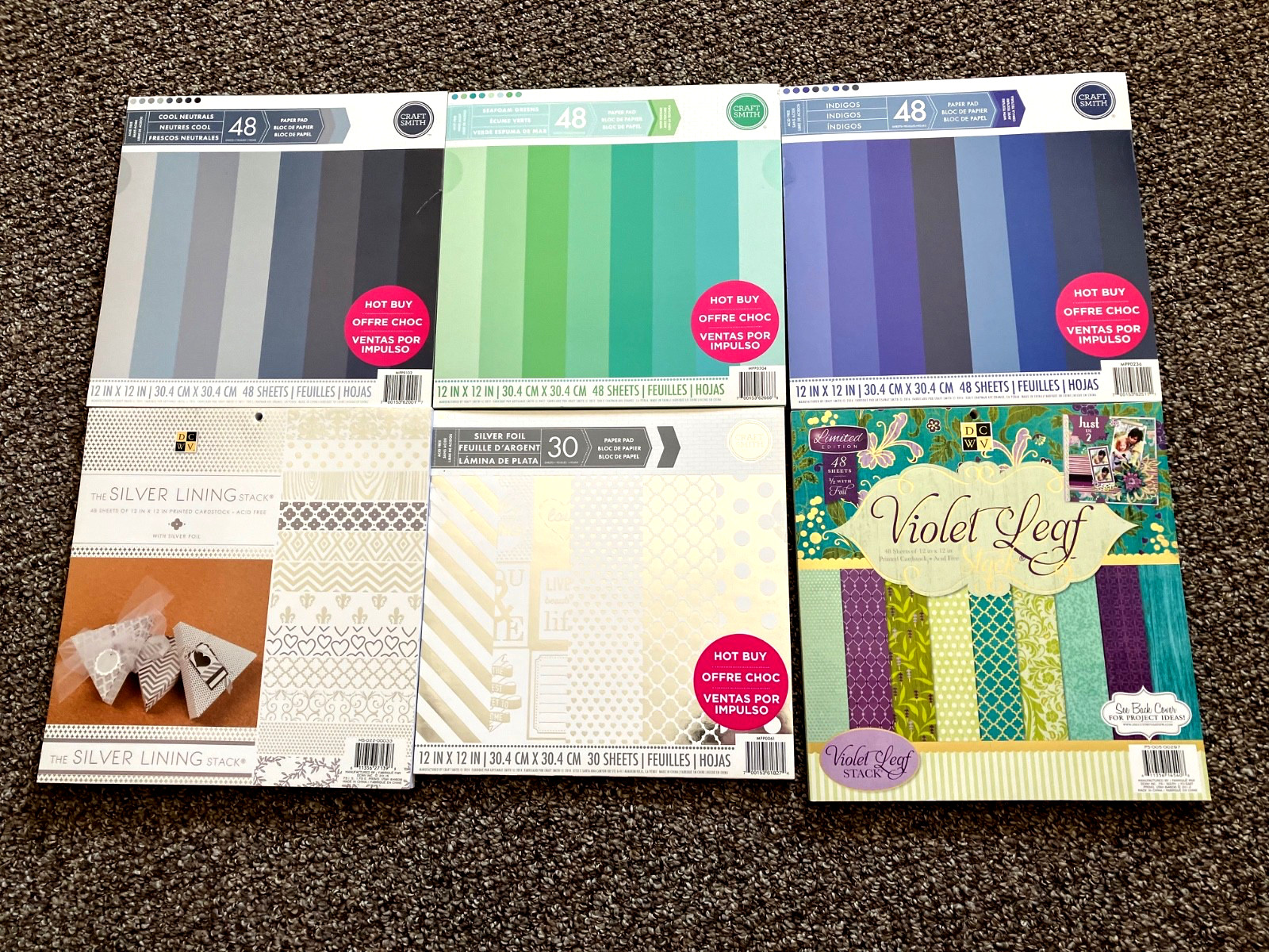 Huge Lot 6 Scrapbook Paper Book Pads 12x12 Wt 11 Pounds Crafts Cards Solid Foil