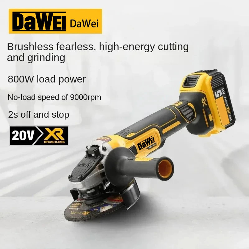 DaWei DCG405 Brushless 125mm Flat Head Angle Grinder Bare Machine Tool for...