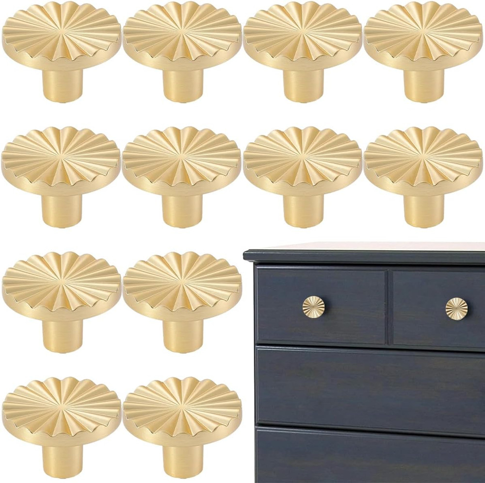 12 PCS Gold Cabinet knobs Round Gold Cabinet Knobs Kitchen Cabinet Pulls Round K