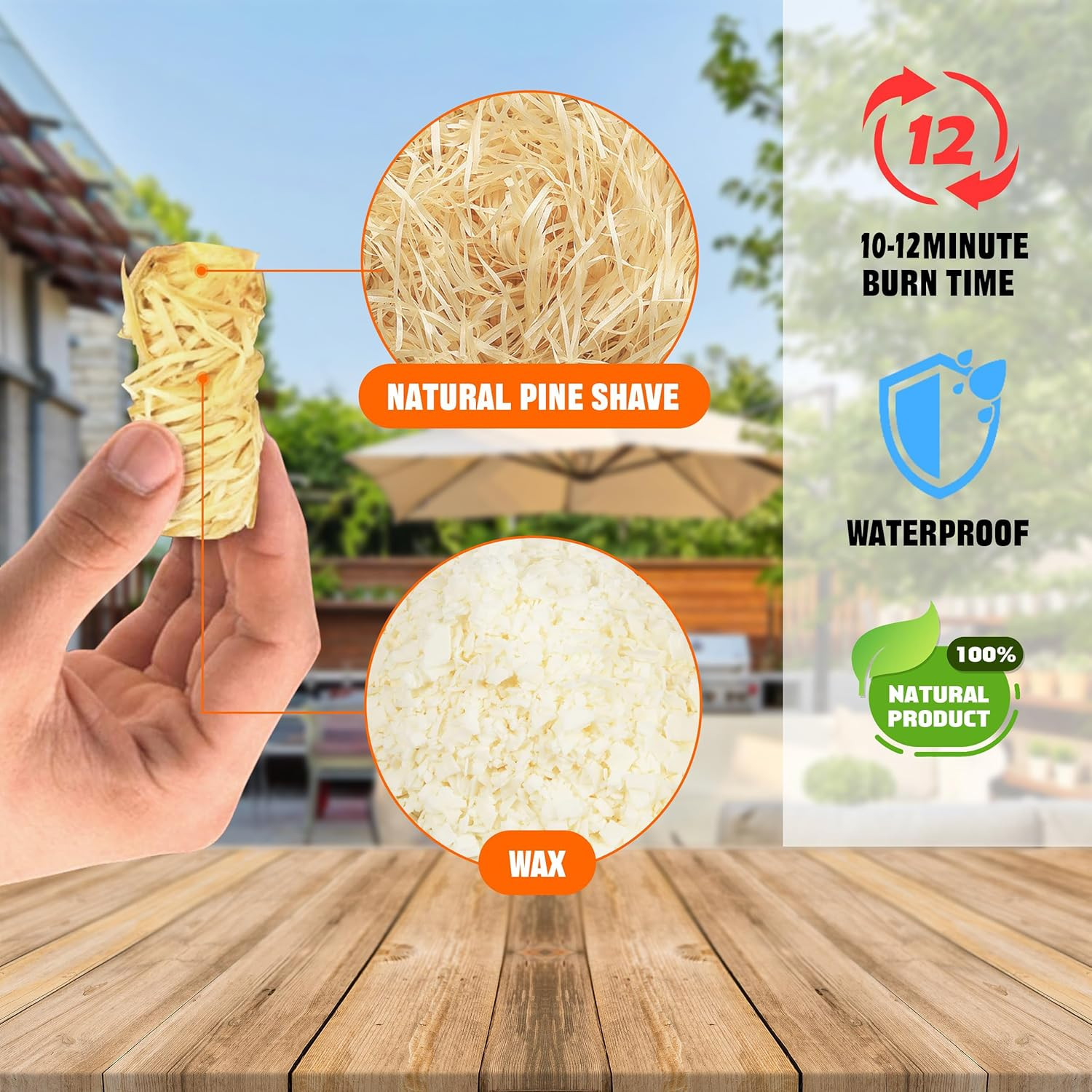 65 Pcs Fire Starter - Natural Fire Starters for Fireplace, Pellet Stove & Wood,