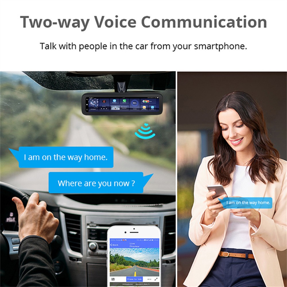 360° Panoramic 4CH Camera Car DVR Backup Mirror Dash Camera with GPS