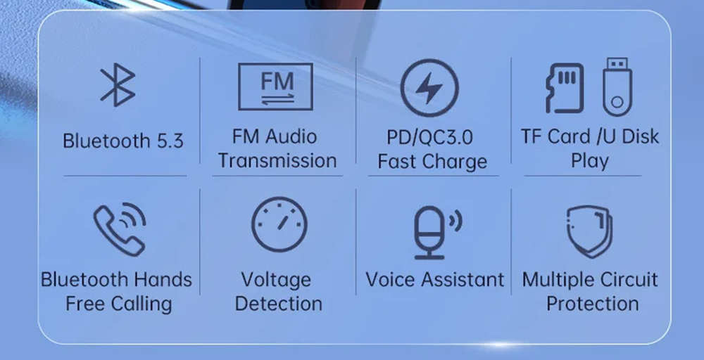 Bluetooth 5.3 Car FM Transmitter MP3 Player Hands free Kit USB PD Fast Charger