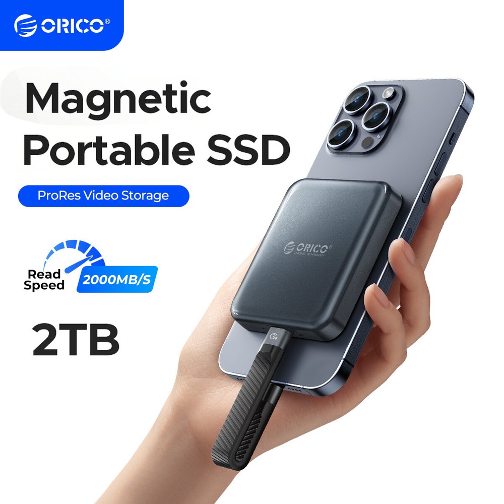ORICO 2TB Magnetic External SSD 2000MB/s Portable Solid State Drive 4K
