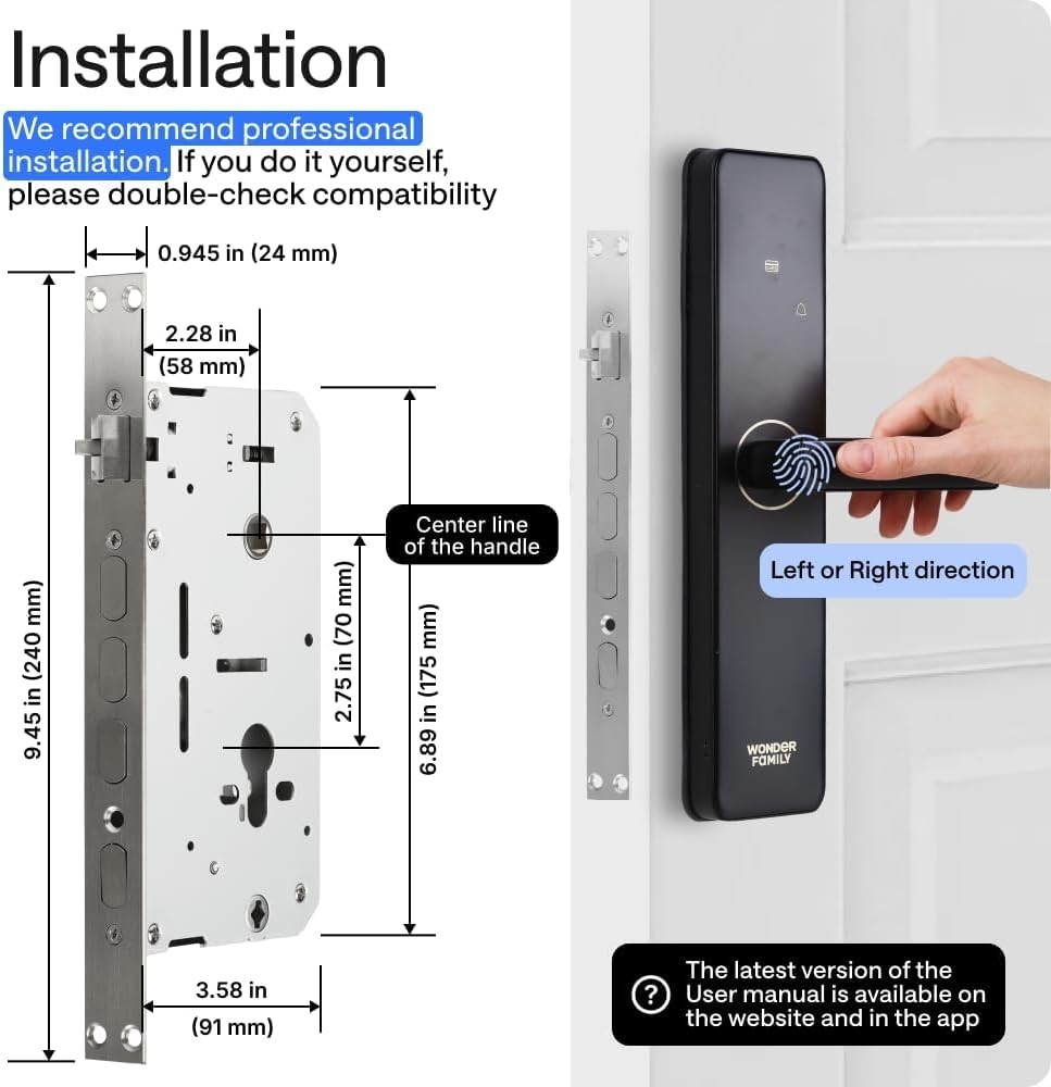 WiFi Smart Door Lock with Camera - European DIN Standard Not U.S ANSI Compatible