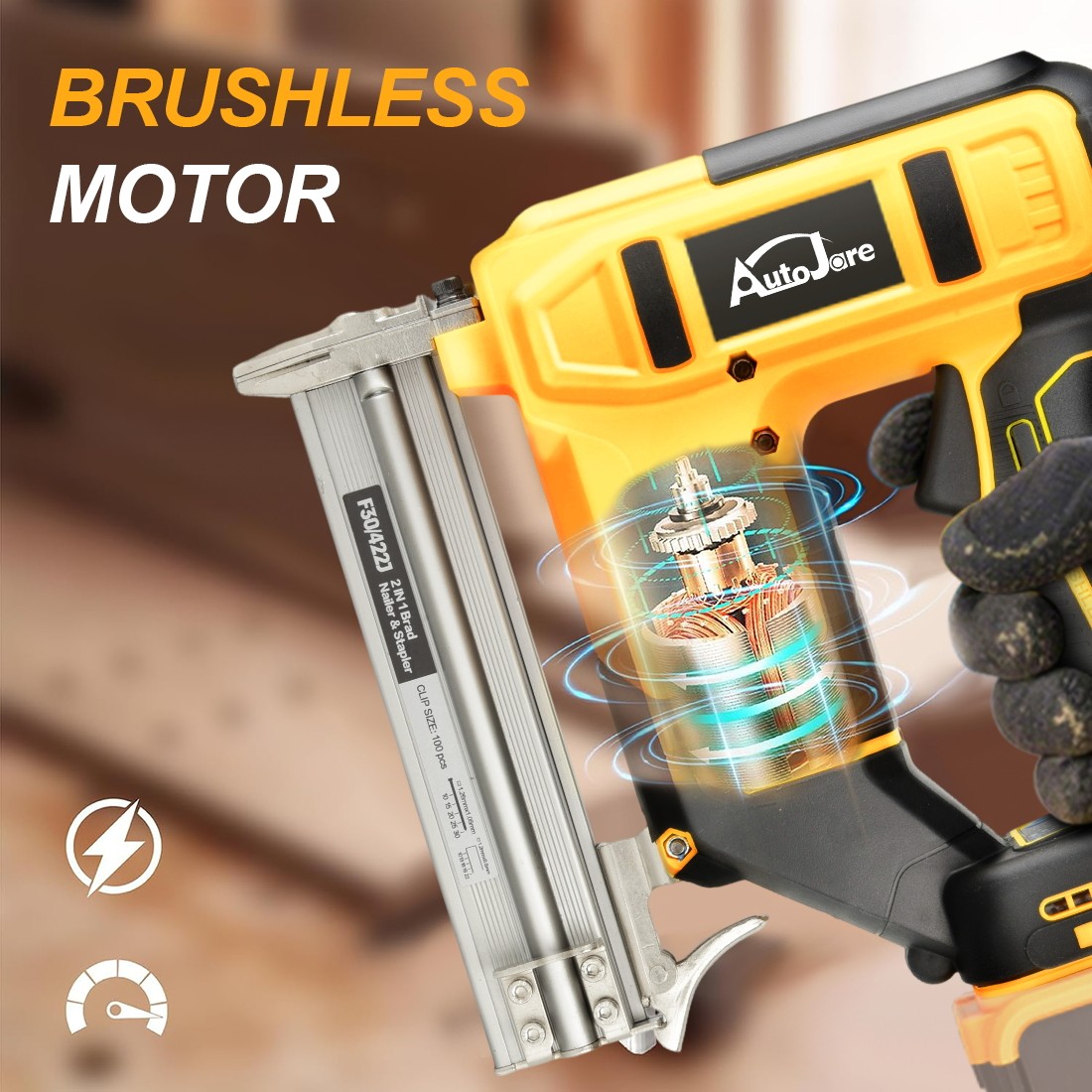 18GA Cordless Brushless Brad Nailer for Dewalt 20V Battery,2 in1 Electric Nail