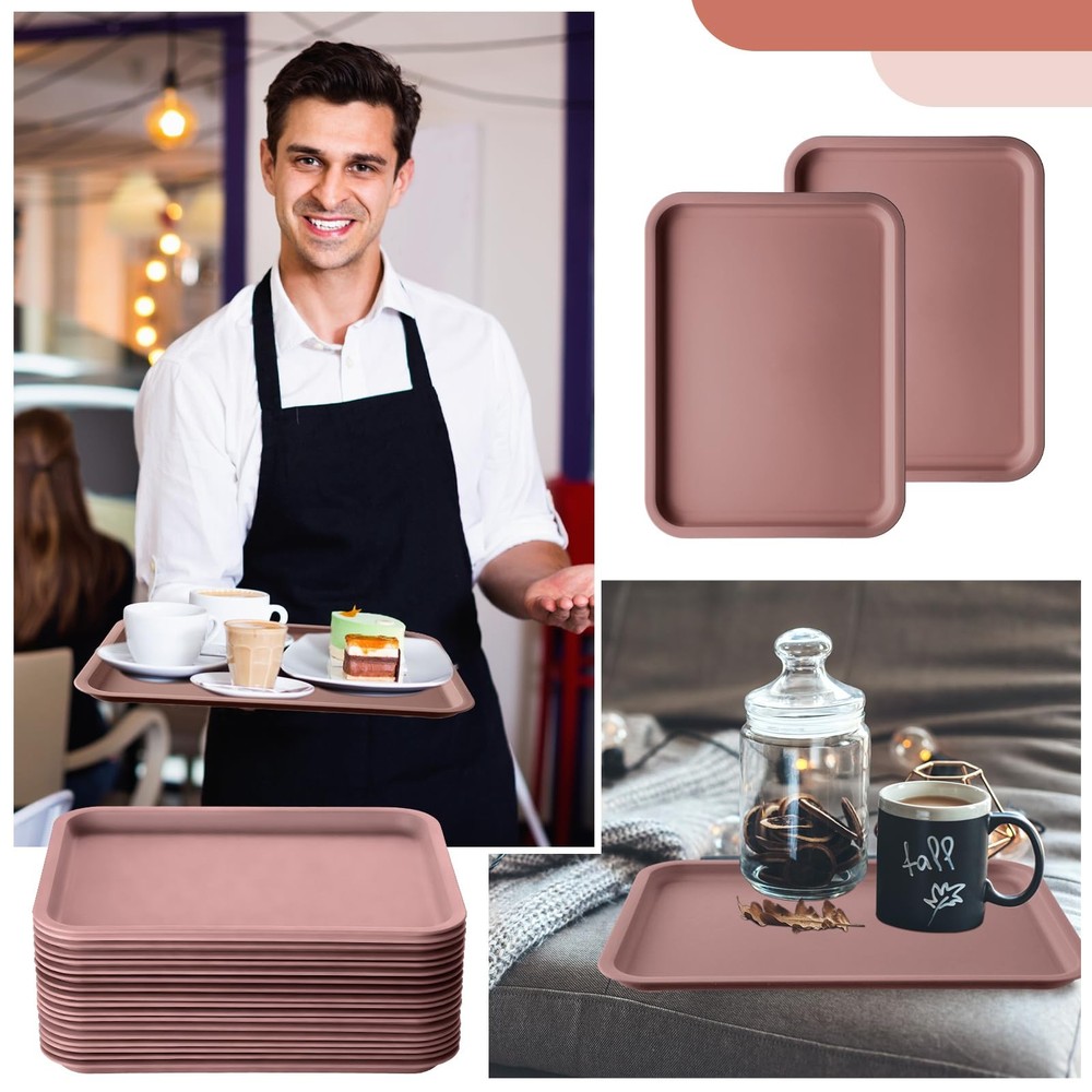 18 PCS Plastic Fast Food Trays Bulk 9x12 Inch Rectangular Cafeteria Serving