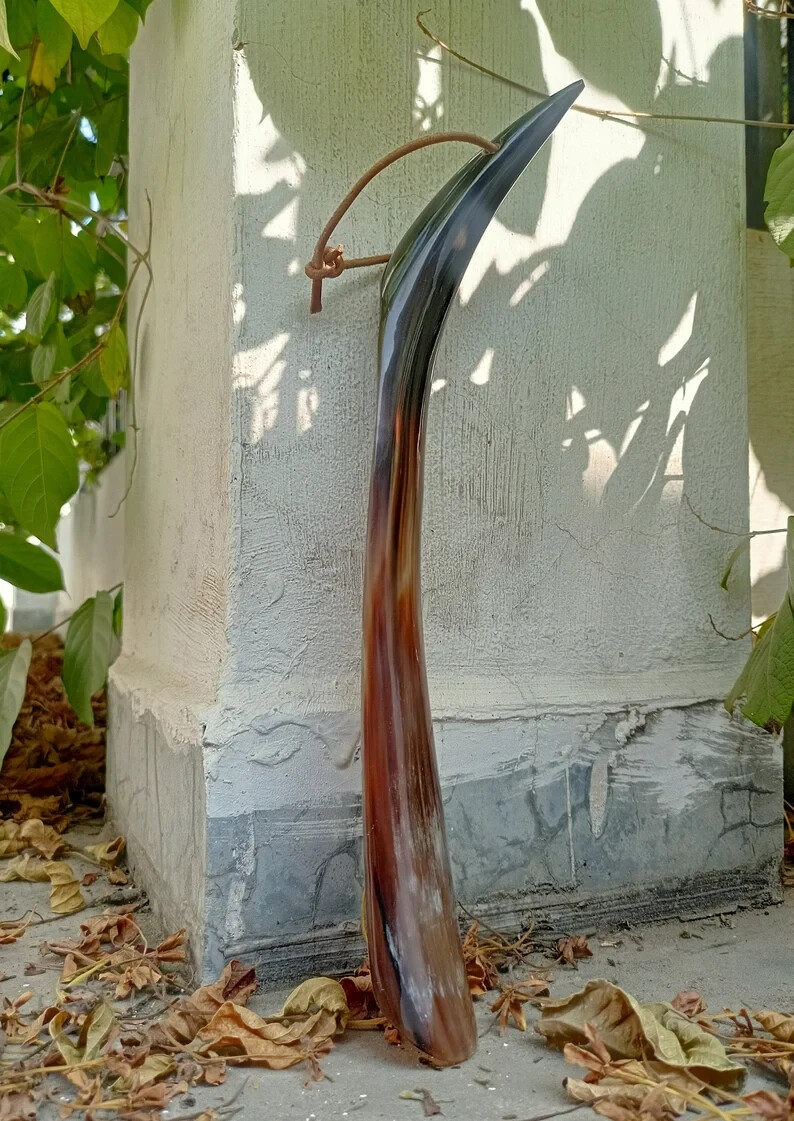 Shoe Horn Long Handle Ox Natural Finished Real Horn Personalized Unisex Gift