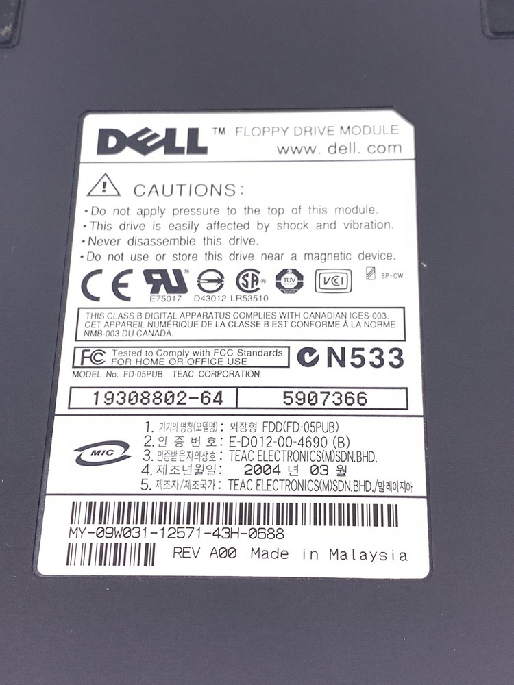 Dell Floppy Disk Drive Module 19308802-64 5907366 (B-1)