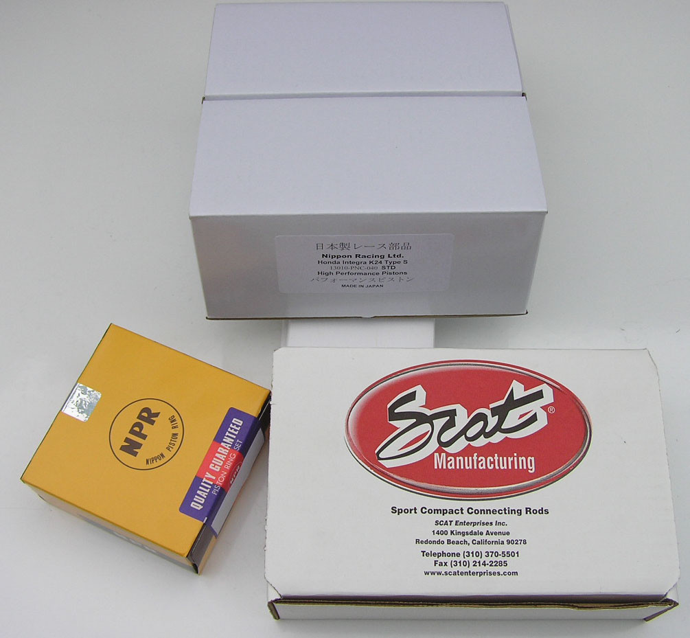 NIPPON RACING RSX PISTONS SCAT H-BEAM RODS ARP 87MM STD OEM SIZE TYPE S K24A4