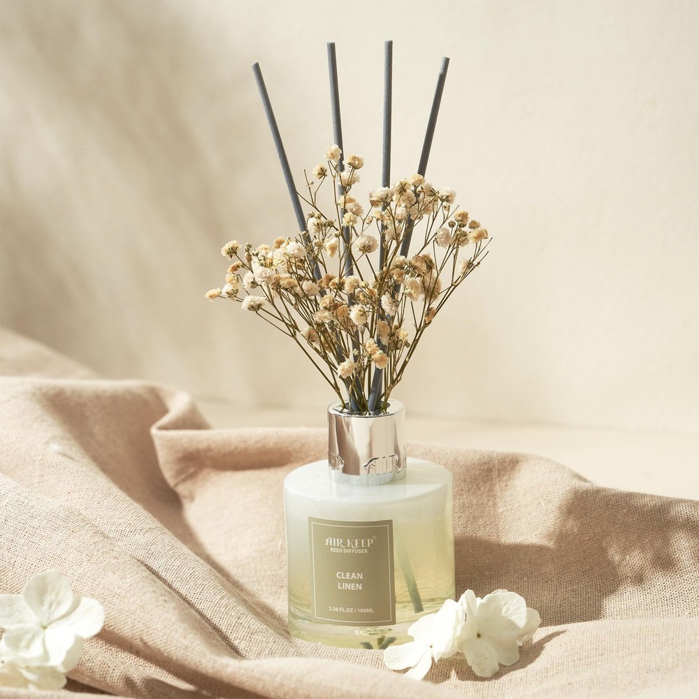 Reed Diffuser Set,3.38 fl oz (100 ml) - Clean Linen Oil Diffusers with 8 Reed...